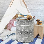LANGYASHAN Laundry Basket Canvas Fabric Collapsible Organizer Basket for Storage Bin Toy Bins Gift Baskets Bedroom Clothes Children Nursery Hamper (Black line) - color: Black line