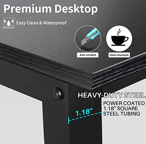 Aquzee Computer Desk with Hutch and Bookshelves, Large Leg Room 47 inch Width Black Desk with Space Saving Storage Shelves for Home Office,Study, Work, Easy Assemble - color: Black, size: 47inch