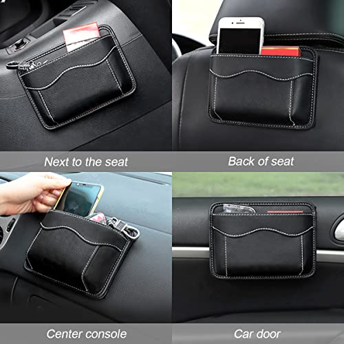Moly Magnolia Car Seat Side Pocket Organizer, American Flag PU Leather Storage Bag, Pen Phone Holder Tray Pouch Seat Gap Filler, Interior Accessories for Auto Door Window Console (Gray) - color: Gray