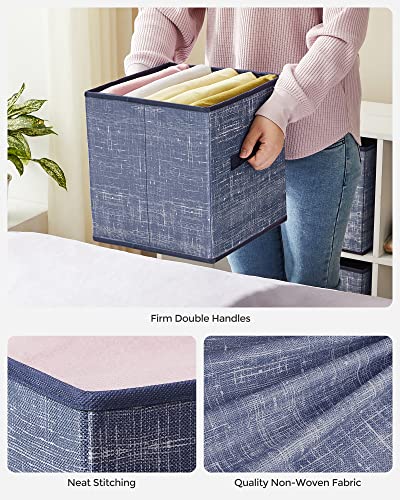 SONGMICS Storage Cubes, 11-Inch Non-Woven Fabric Bins with Double Handles, Set of 6, Closet Organizers for Shelves, Foldable, for Clothes, Misty Blue UROB026I01 - color: Misty Blue, size: 10.2''L x 10.2''W x 11''H