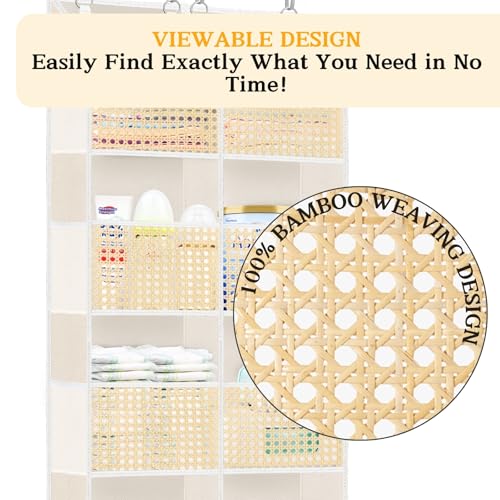 Over The Door Organizer 5 Tiers, Extra Large Behind Door Storage of 10 Compartments, 80 lbs Weight Capacity Hanging Storage Organizer with Clear Window Kids Toys, Shoes,Diapers, Braided Style - color: Braided - 5 Tiers