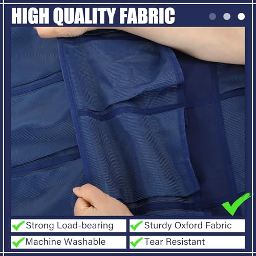 Windyun 40 Large Over the Door Hanging Shoe Organizer Navy Blue Mesh Pockets Shoe Rack for Closet Behind Door Hanger Storage Holder Nonslip for Cruise Essentials, Dorm Room Storage, Utility Room - color: Navy Blue