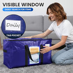 TAILI 10 Pack Dark Blue Extra Large Moving Bags, Heavy Duty Totes with Visible Window, Wrap Around Handles, Great for Space-Saving - color: Dark Blue, size: 10 Large