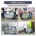 Durable Collapsible Laundry Baskets, Mesh Pop Up Laundry Hamper with Side Pocket, Foldable Clothes Hamper with Reinforced Carry Handles for Laundry, Bathroom, Kids Room, Dorm, Travel 2 Pack Navy Blue - color: 2 x Navy Blue
