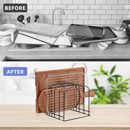 5-Slot Cutting Board Organizer, Bakeware Organizer, and Kitchen Cabinet Organizer for Baking Trays and Cookie Sheets (2pcs Mix packed) - size: 2pcs Mix packed