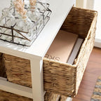 SAFAVIEH Home Collection – Halle Ivory 3-Drawer Basket Storage Side Table, Coastal Accent Design, Fully Assembled (AMH5738K) - color: Ivory