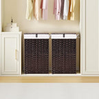 Greenstell Laundry Hamper with Lid, 60L Clothes Hamper with 2 Removable Liner Bags & 2 Mesh Laundry Bags, Handwoven Synthetic Rattan Laundry Basket for Clothes, Toys in Bathroom, Bedroom Brown - color: Brown, size: 60L (13.4 x 13.4 x 21.7 inches)