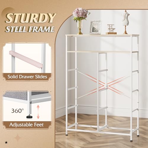 WLIVE Fabric Dresser for Bedroom with Open Shelves, Tall Dresser with 8 Drawers, Storage Tower with Fabric Bins, Chest of Drawers for Closet, Living Room, Hallway, Light Gray - color: Light Grey, style: Raised Shelves