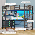 Dnxao Twin Loft Bed with Desk and 5 Storage Drawers,Loft Bed Twin Size with LED Lights and Charging Station, Metal Bunk Bed Frame with Ladder, Clothes Rail,Noise Free,Oak Gray - color: Oak Gray, size: Twin loft bed with 5 drawer