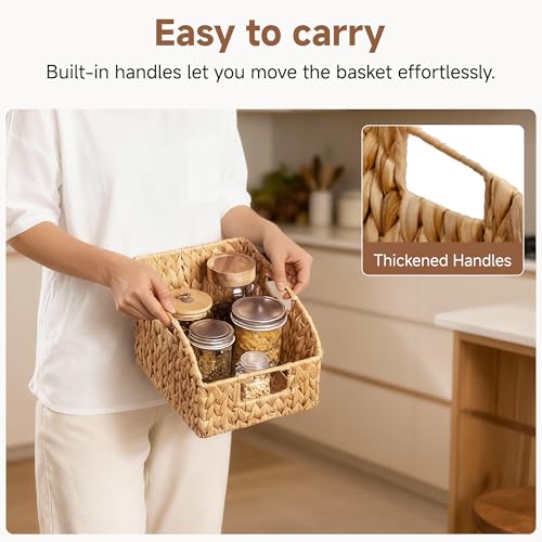 StorageWorks Pantry Baskets for Organizing, Wicker Basket with Built-in Handles, Handwoven Wicker Storage Baskets, Water Hyacinth for Shelves, 2 Pack - color: Natural(Water Hyacinth), size: 2x 8½"L x 10"W x 7½"H