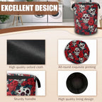 Skull Red Rose Laundry Hamper,Flowers Skeleton Laundry Baskets,Waterproof Oxford Cloth Toy Storage for Bedroom,Bathroom,Nursery,16x20.8 Inch - color: Skull Red Rose,Flowers Skeleton