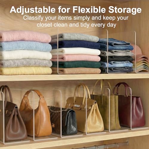 SortNStore Shelf Dividers for Closet Organization: 10" Tall x 16" Deep, Deeper Adhesive Separators Features Acrylic Material and Provides Storage for Clothes and Sweater in Bedroom Cabinets(6-Pack) - color: 6-pack, size: 10" Tall X 16" Deep