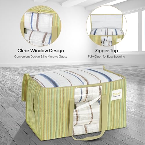 BALEINE 2-Pack Oversized Moving Bags with Reinforced Handles, Heavy-Duty Storage Tote Moving Supplies for Packaging, Camping (Color Stripe, 2-Pack) - color: Color Stripe-Window, size: 2-Pack