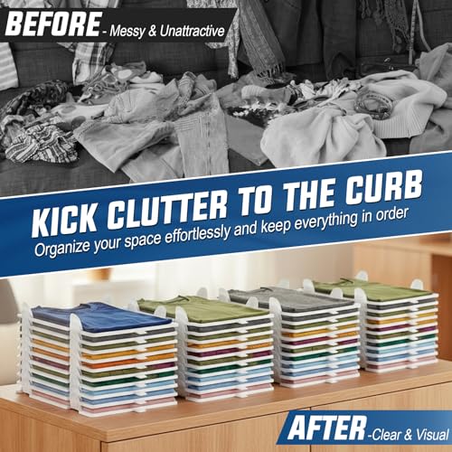 Accenter Tshirt Organizer for Closet Storage,Closet Shelves for Bedroom Storage,Stackable Storage Bins for Home Storage,Sturdy and Durable, Clothes Folder,20-Pack - style: 20-Piece Set
