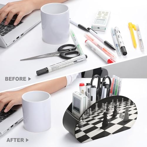 PU Leather Remote Control Organizer Box 5-Slot Multifunctional Black White Chess Checkerboard Storage Holder for TV/DVD/Accessories Stylish Desk Decor for Living Room, Bedroom, Office - color: Black White Chess Checkerboard