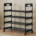 Long Storage Shoe Rack Organizer Cabinet Sturdy Shoe Shelf with Wheels Free Standing Shoe Rack for Home and Entryway 4 Tier - 23.6" W Hold 12 Pairs - size: 4 Tier - 23.6"W