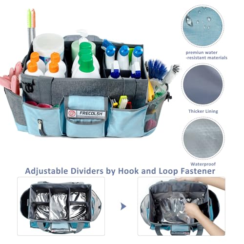 Large Cleaning Caddy for Cleaning Suppliers Organizer,15" Storage Organizer for House Clean Essential, Wearable Cleaing Bag, Storage Caddy for Housekeeping - color: Grey-Blue, size: Large