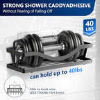 14 Pack Shower Caddy Replacement, Strong Adhesive Flat Hooks, Clear Waterproof Shower Shelf Strips for No Drilling Bathroom Storage Shelves, Soap Holder, and Kitchen Racks - color: Transparent-Upgrade 14Pack