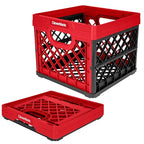 CleverMade Collapsible Milk Crate 25L (6.6 Gal), 50 lb Capacity Heavy Duty Folding Crate – Stackable Storage Crates with File Rails, Plastic Collapsible Crates - Red - color: Red, size: 1 Pack