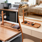 Acacia Wood Key Tray for Entryway Table, Wooden Catchall Organizer with Jewelry Storage Rack, Valet Tray for Keys Wallet Watches Sunglasses Rings(Rectangle) - style: Rectangle