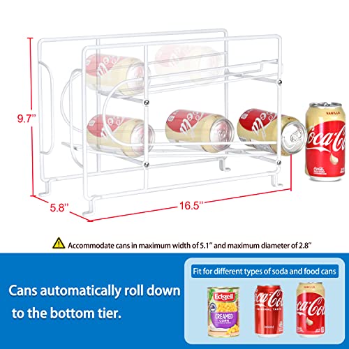 SUFAUY Beverage Can Dispneser Organizer, Stackable Shelves for Storage for Pantry, White - 2 Pack - color: White, size: 16.5"L X 5.8"D X 9.7"