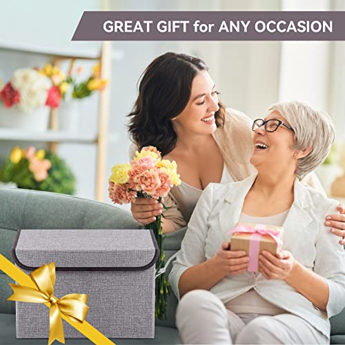 Bagnizer Large 17" 42 Quarts Collapsible Stackable Storage Bins with Lids [3-Pack] Foldable Fabric Linen Storage Boxes Cube, Closet Organizer Baskets with Label for Home (16.7 x 12 x 12, Gray) - color: Gray, size: Large - 3 Pack