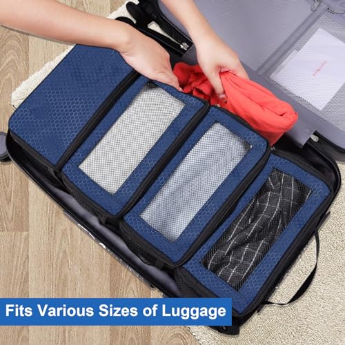 Olosar Suitcase Organizer, Travel Luggage Organizer Portable Hanging Travel Shelves Collapsible Hanging Packing Cubes for Carry on Suitcase - color: Navy blue-S, size: Small