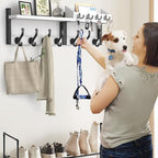 Evermagin 29" Coat Rack Wall Mount with Shelf, 4 in 1 Coat and Key Hanger with 11 Metal Hooks, Entryway Wall Mounted Shelf with Mail Holder for Living Room, Bedroom, White - color: White, size: 29 inch