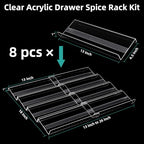MIUKAA Acrylic Spice Drawer Organizer, 4 Tier - 8 Pack Seasoning Organizer for Drawer, Expandable From 13" to 26" Kitchen Drawer Spice Rack with Slip-Proof Mat (Jars not Included) - size: 8 Pack