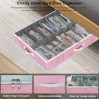 Onlyeasy Large Under Bed Shoe Organizer Container Box, Set of 2, Fit 16 to 32 Pairs of shoes, Underbed Shoes Closet Storage Solution, L37.7x W23.6x H5.9 inch, Cotton-like Pink, MXPUBS16P2 - color: 2 Shoes (16+16 Cells) Cotton-like Pink