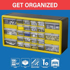 Akro-Mils 26-Drawer Plastic Drawer Storage Cabinet for Garage Organization, Bead Organizer, Building Bricks Storage, Teacher Toolbox, Makeup Organizer, 20" W x 6" D x 10" H, 10726 Black - size: 26-Drawer