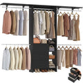 Aheaplus Closet System, Closet Organizer with 3 Wooden Drawers, 8FT Closet Organizer System, 96’’ Walk-in Closet Wardrobe Clothes Rack with Hanging Rods, Adjustable Garment Rack, Fits 5.3-9 ft, Black - color: Black