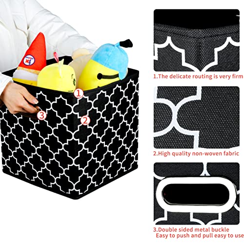 Fabric Cloth Storage Bins,Fabric Cube Organizer with Dual Handles Foldable Cube Storage Baskets for Home Bedroom Storage,Set of 3,(Black light) - color: Black light, size: 3 Pack