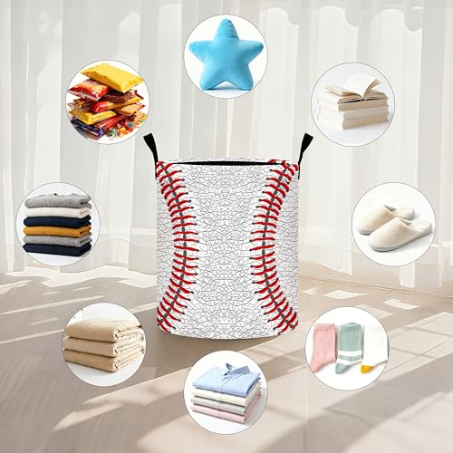 Baseball Laundry Basket Storage Bin Foldable Laundry Hamper Clothes Storage Bucket Organizer 19.6x15.7 Inch For Laundry Room/Bedroom/Bathroom - color: Baseball