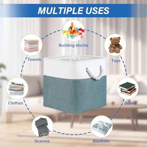 Temary 12 Inch Cube Storage Baskets 4 Pack Fabric Storage Bin for Organizing, Shelf Baskets for Home Office Closet, Collapsible Cube Storage Bins (White&Dark Green) - color: White&Dark Green, size: 12"L x 12"W x 12"H