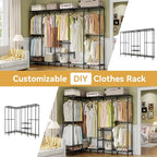 Higeego H5 Extra Large Wire Garment Rack, Heavy Duty Clothes Rack, Freestanding Clothing Rack for Hanging Clothes, Wardrobe Closet with Adjustable Shelf, 93.3" Wx15.7 Dx75.4 H, Black, Load 1400 lbs - color: Black