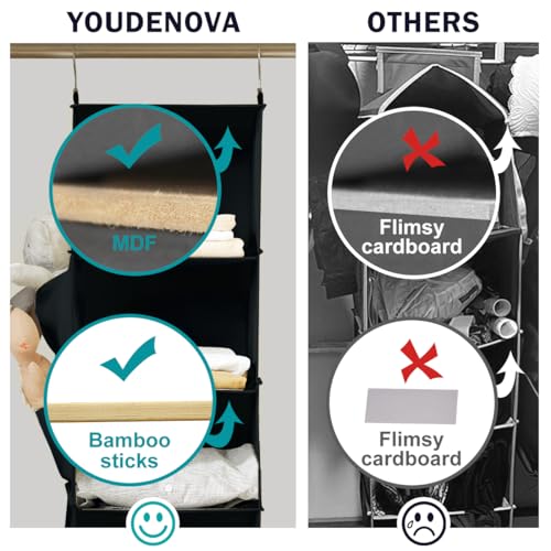 YOUDENOVA Hanging Closet Organizers and Storage, 6-Shelf Hanging Closet Shelves, Black | Storage - color: Black