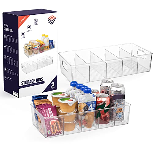 ClearSpace Plastic Pantry Organization and Storage Bins with Removable Dividers – XL Perfect Kitchen / Refrigerator/ Cabinet Organizers, 2 Pack - size: 15"L x 7.5"W x 3.5"H
