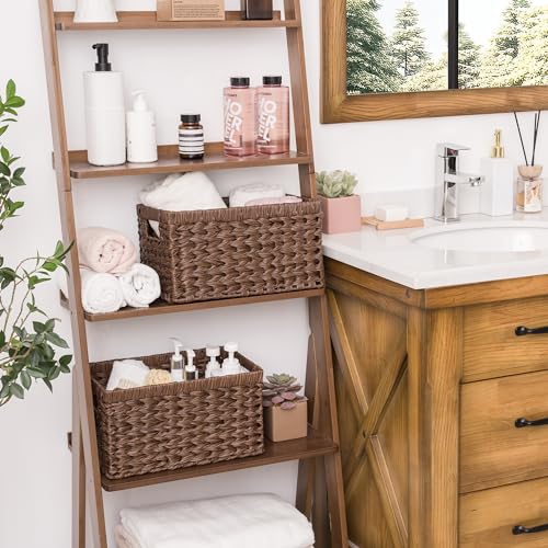 GRANNY SAYS Wicker Storage Baskets for Shelves, Wicker Baskets for Organizing, Waterproof Woven Basket for Pantry, Rectangle Basket for Shlef, Brown, 2-Pack - color: Brown, size: 13"L x 8 ¼"W x 7"H