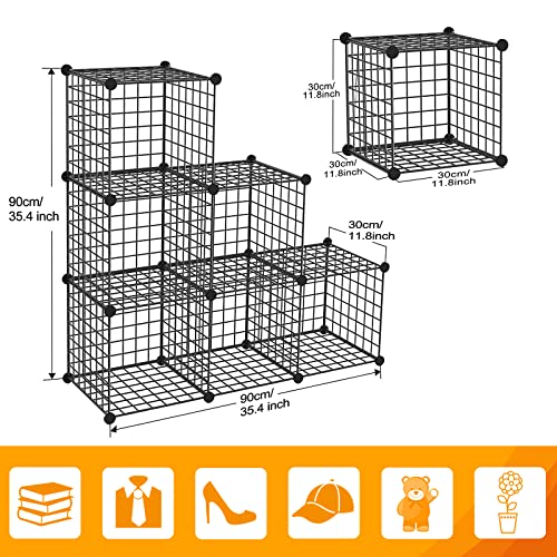 HUBSON Wire Cube Storage Organizer, Book/Toy/Craft/Potted Plants and petCloset Organizers and Storage Shelves, 6-Cube Freely Combinable Metal Grids Storage Shelf,Black Iron - color: Black Iron, size: 6 Cubes