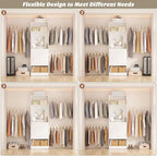 Unikito 48" W - 96” W Closet Organizer, 8FT Walk in Closet Systems Starter Kit with 25” Tower and 3 Extendable Hanging Rods, Sturdy Wood Garment Rack with 4 Drawers and Mirror, Max Load 1000 LBS White - color: White
