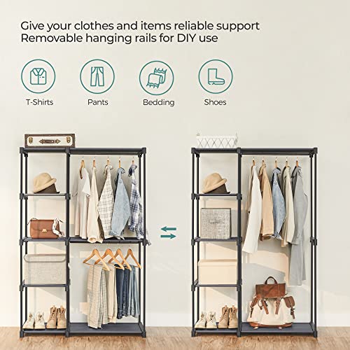 SONGMICS Portable Closet, Freestanding Closet Organizer, Clothes Rack with Shelves, Hanging Rods, Storage Organizer, for Cloakroom, Bedroom, 44.1 x 16.9 x 65 Inches, Gray URYG024G02 - color: Grey