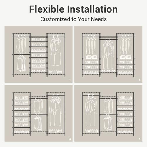 VIPEK S3 Heavy Duty Garment Rack Freestanding Clothes Rack Closet Storage Organizer Large Wardrobe with 6-Tier Shoe Rack, Hanging Rod, Adjustable Shelf, 68.9" L x 15.7" W x 76.4" H, Black - color: Black, style: S3