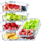 VERONES 5 Pack Glass Meal Prep Containers 2 Compartment Set, 36OZ Airtight Lunch Containers, Glass Food Storage Containers with Lids, for Microwave, Oven, Freezer & Dishwasher Friendly,White - color: White