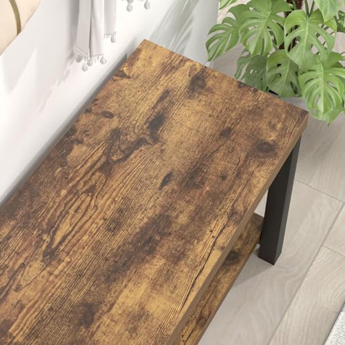 EXCEFUR Shoe Bench, Modern Wood Storage Bench for Entryway Hallway, Industrial Indoor Shoe Rack Bench Seat for Living Room Bedroom, 43.3 Inch Rustic Brown - color: Rustic Brown, size: 3-Tier