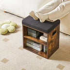 YMYNY Shoe Storage Bench with Cushion, 2 Tier Shoe Rack with Padded Seat, Adjustable Shoe Organizer Cabinet for Entryway, Living Room, Hallway, Closet, 15.4L*11W*16.54H, Rustic Brown, UHBD028H - color: Rustic Brown