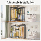 VIPEK Classic V6 Medium Heavy Duty Clothes Rack, 7-Tier Garment Rack with Adjustable Shelves, Portable Closet with 4 Hanging Rods, Space-Saving, 750lbs Capacity, 59.8" L x 14.6" W x 76.4" H, Black - color: Black, size: Classic V6 Medium