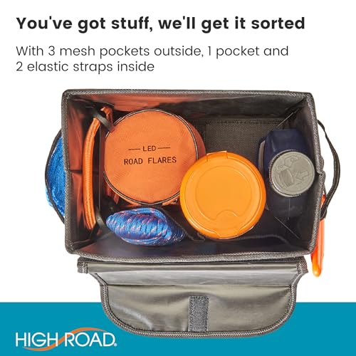 High Road Carganizer Car Storage Organizer with Lid - Multipurpose Small Car Storage Box, Back or Front Seat Organizer, Auto Console or Trunk Organizer - Univeral Fit in All Vehicles - size: 9 × 9 × 6 inches