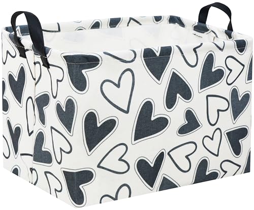 HIYAGON Rectangular Heart Basket Kids Storage Bin Basket Organizer Box Valentine Room Decor(Black Heart) - color: Black Heart