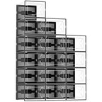 DUMOS Clear Shoe Storage Boxes, 15-Pack Plastic Stackable Shoe Containers with Lids, Display Sneaker Case Organizer for Closet, Under Bed, Entryway,Black (Fit Size 9)